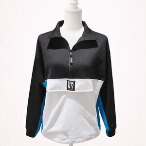 DKNY Sport Quarter Zip Pullover Sweatshirt S Colorblock Athleisure Streetwear